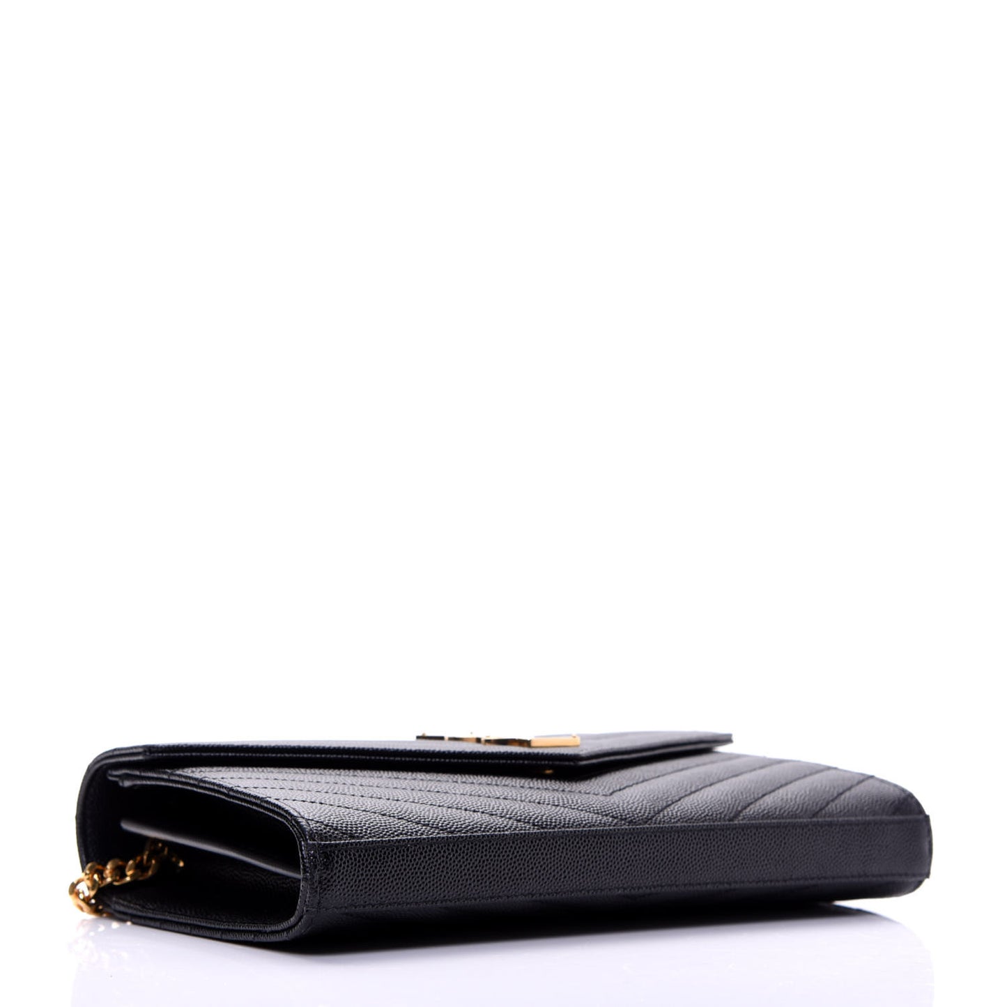 Grain De Poudre Matelasse Chevron Monogram Chain Wallet Black