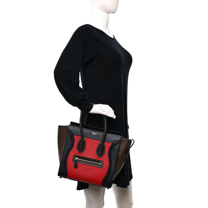 Celine Bullhide Calfskin Micro Tri-Color Luggage Bright Red 2 of 8