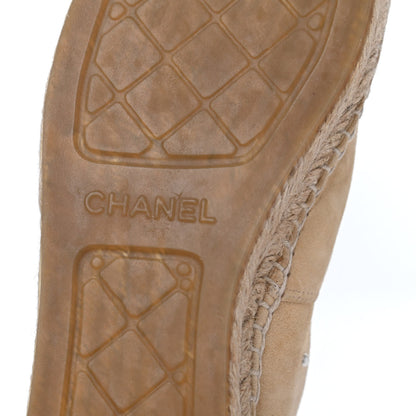 Chanel Suede Pearl CC Espadrilles 38 Beige Black 8 of 9