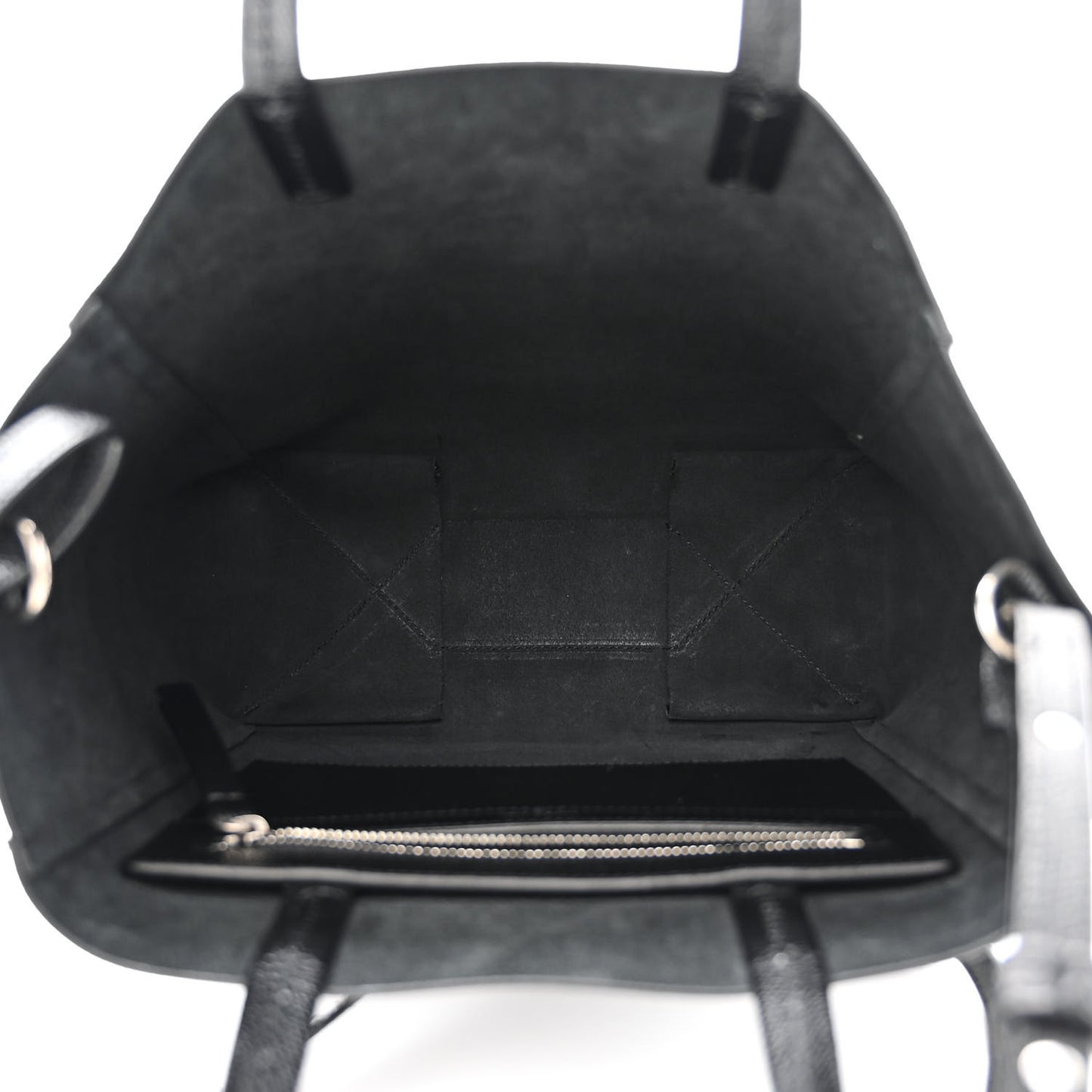 Grained Calfskin Small Vertical Cabas Black