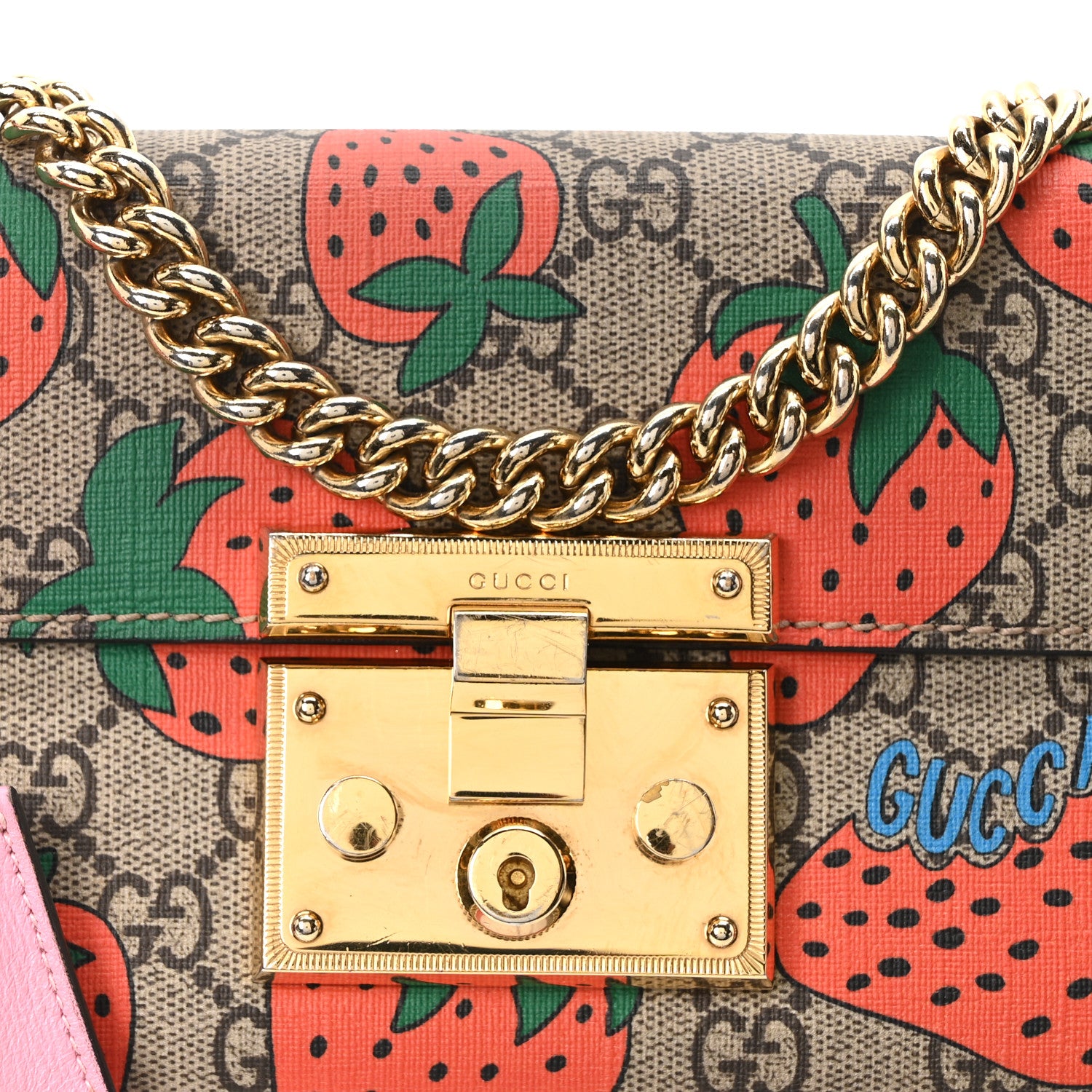 Gucci GG Supreme Monogram Strawberry Small Padlock Shoulder Bag 8 of 10