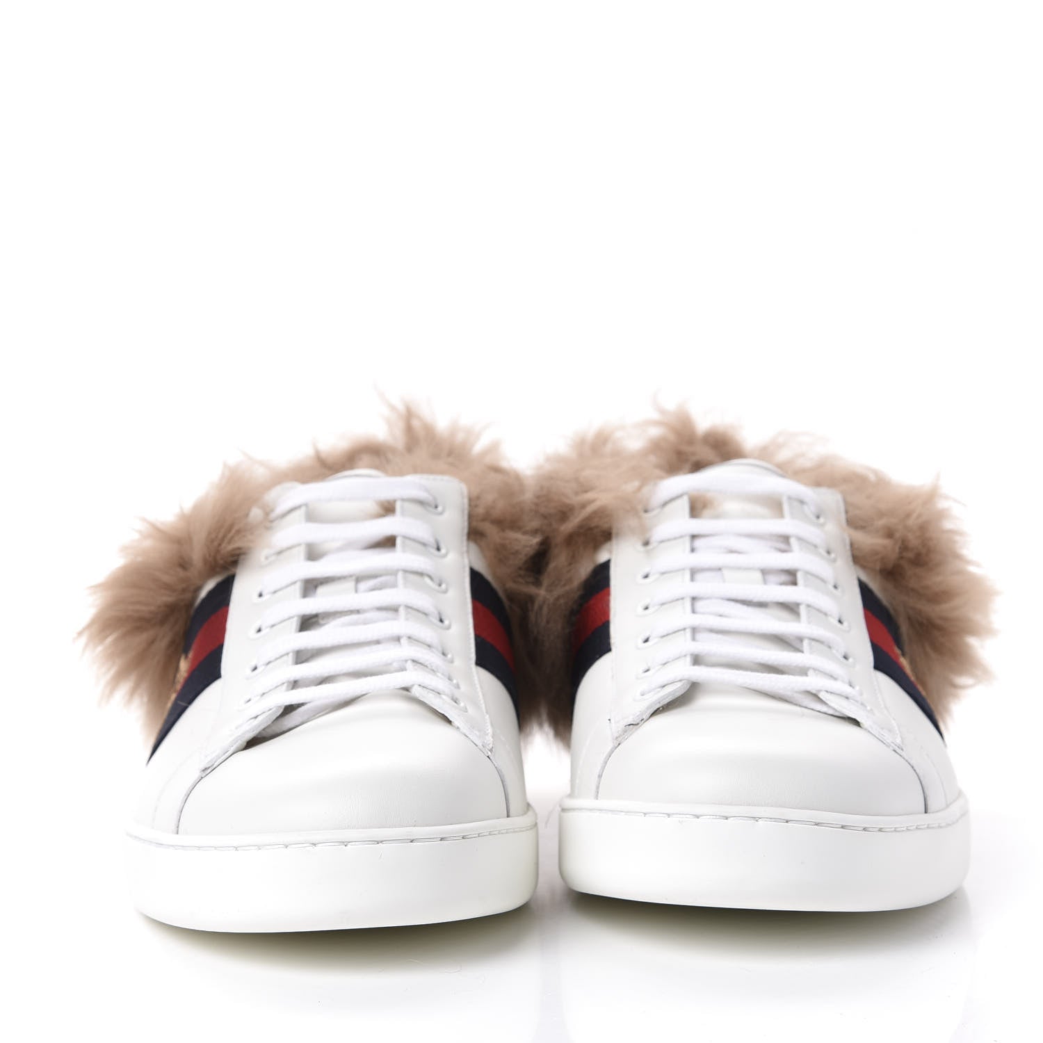 Gucci Calfskin Wool Web Bee Embroidered Mens Ace Sneakers 12 White 2 of 9