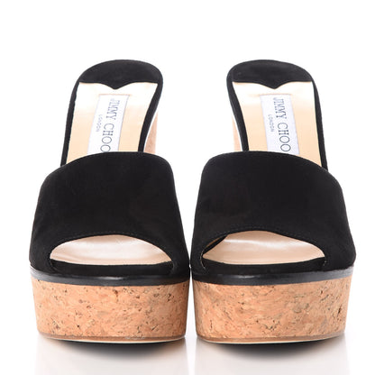 Jimmy Choo Suede Cork DeeDee Platform Sandals 39 Black 2 of 12