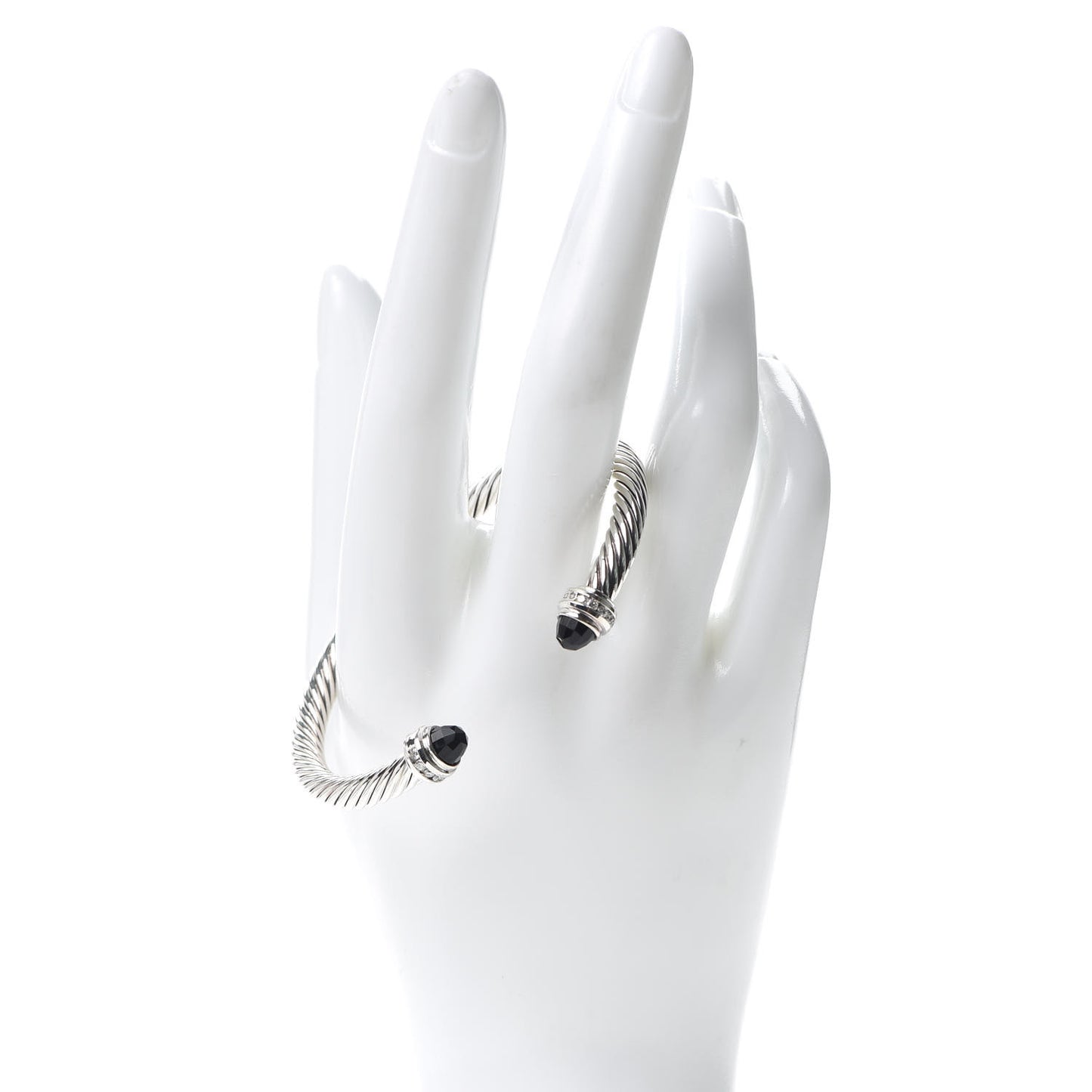 Sterling Silver Diamond Black Onyx 5mm Cable Classics Princess Bracelet