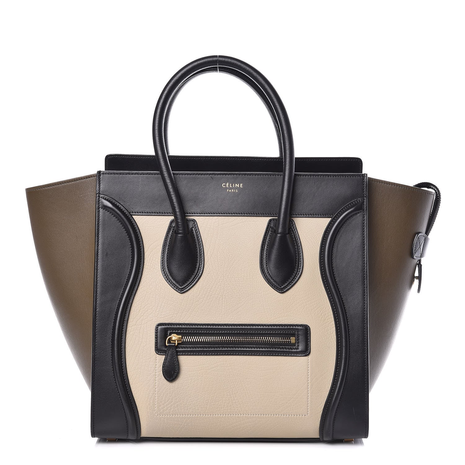 Celine Elephant Calfskin Mini Tri-Color Luggage Chalk 1 of 11