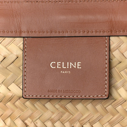 Celine Raffia Calfskin Studs Basket Shoulder Bag Tote Tan 6 of 9