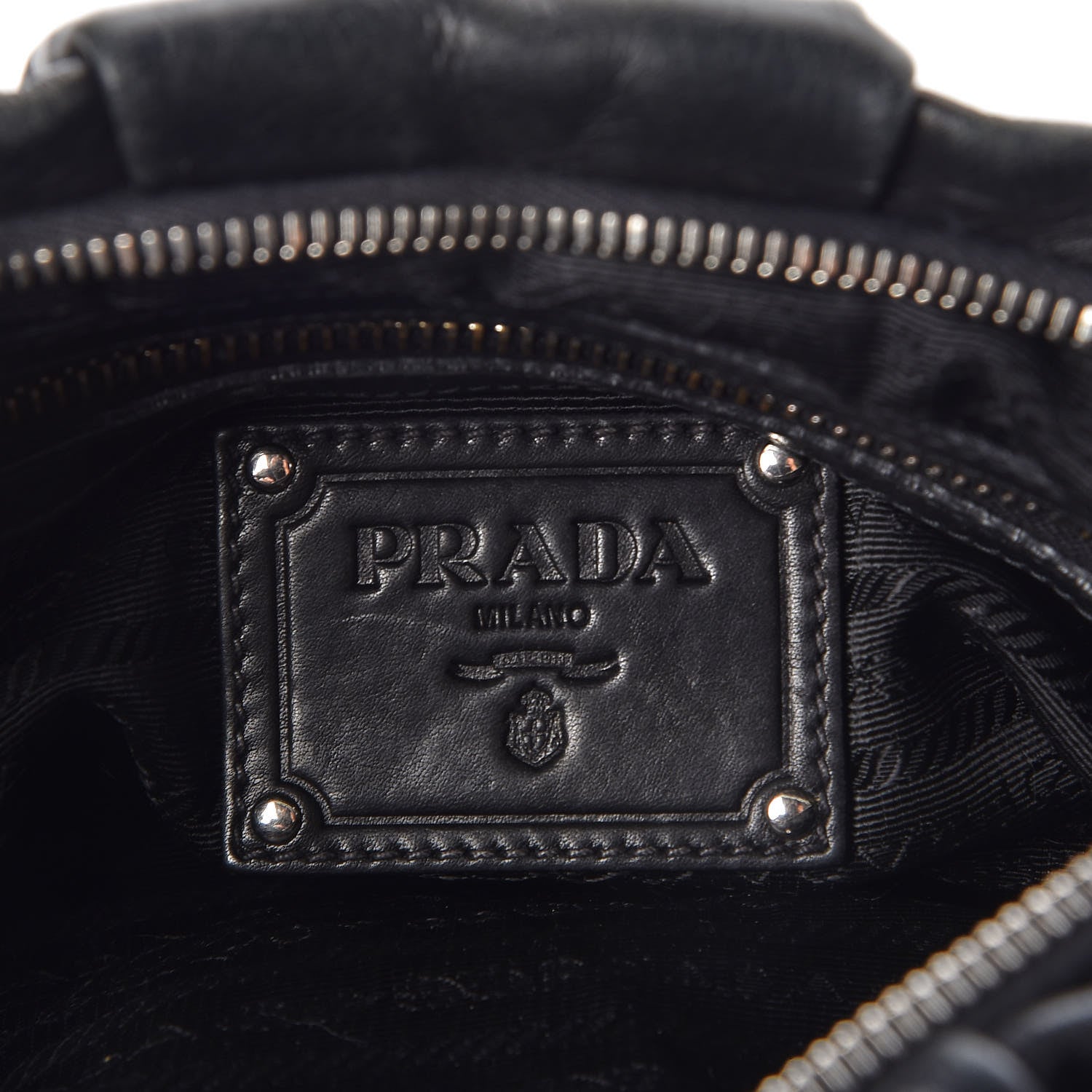 Prada Soft Calf Pleated Hobo Black 5 of 8