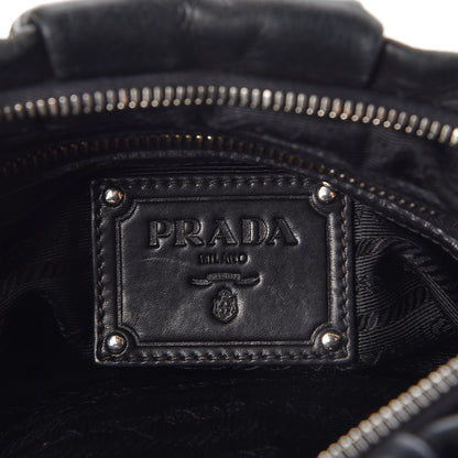 Prada Soft Calf Pleated Hobo Black 5 of 8