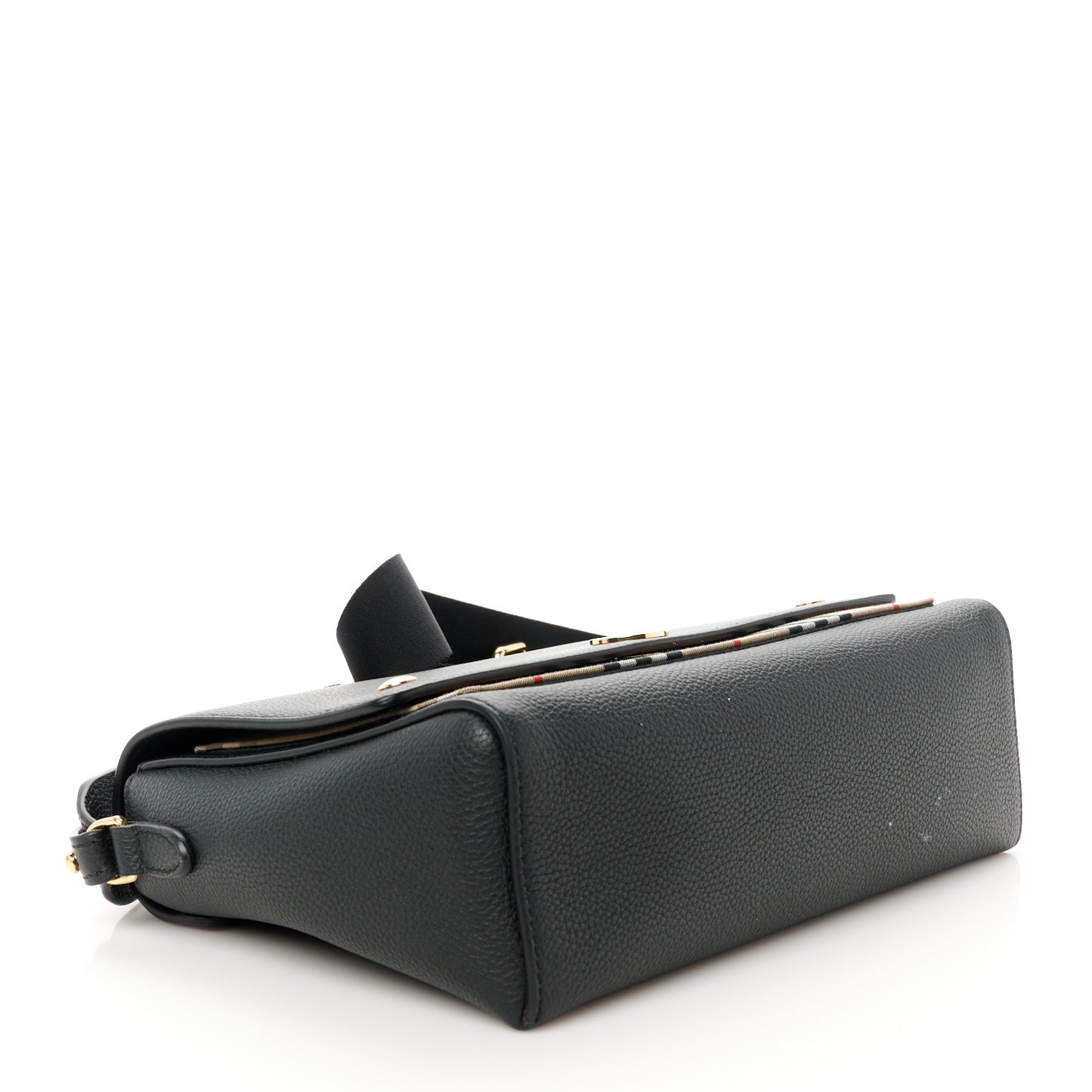 Grainy Calfskin Vintage Check Note Crossbody Bag Black
