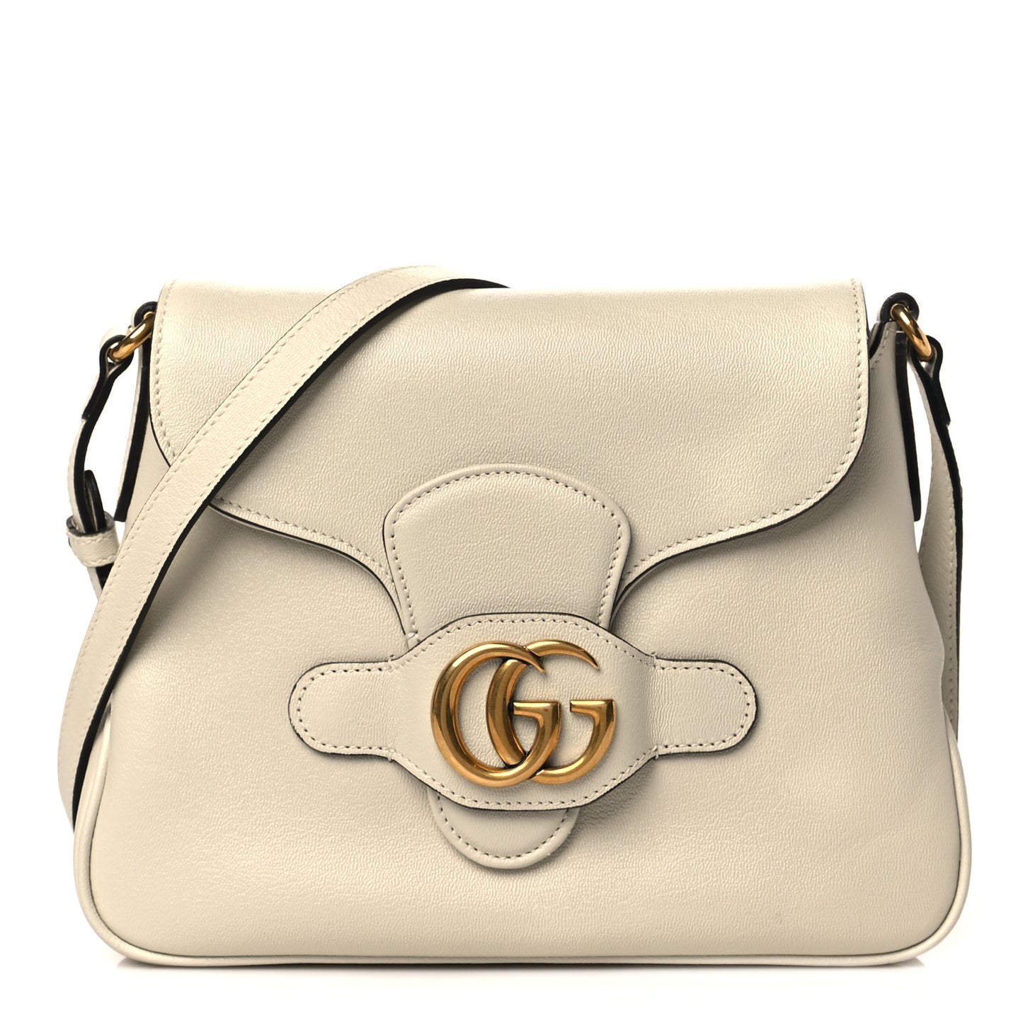 New Sakai Calfskin Lux Small Dahlia Messenger Shoulder Bag Mystic White