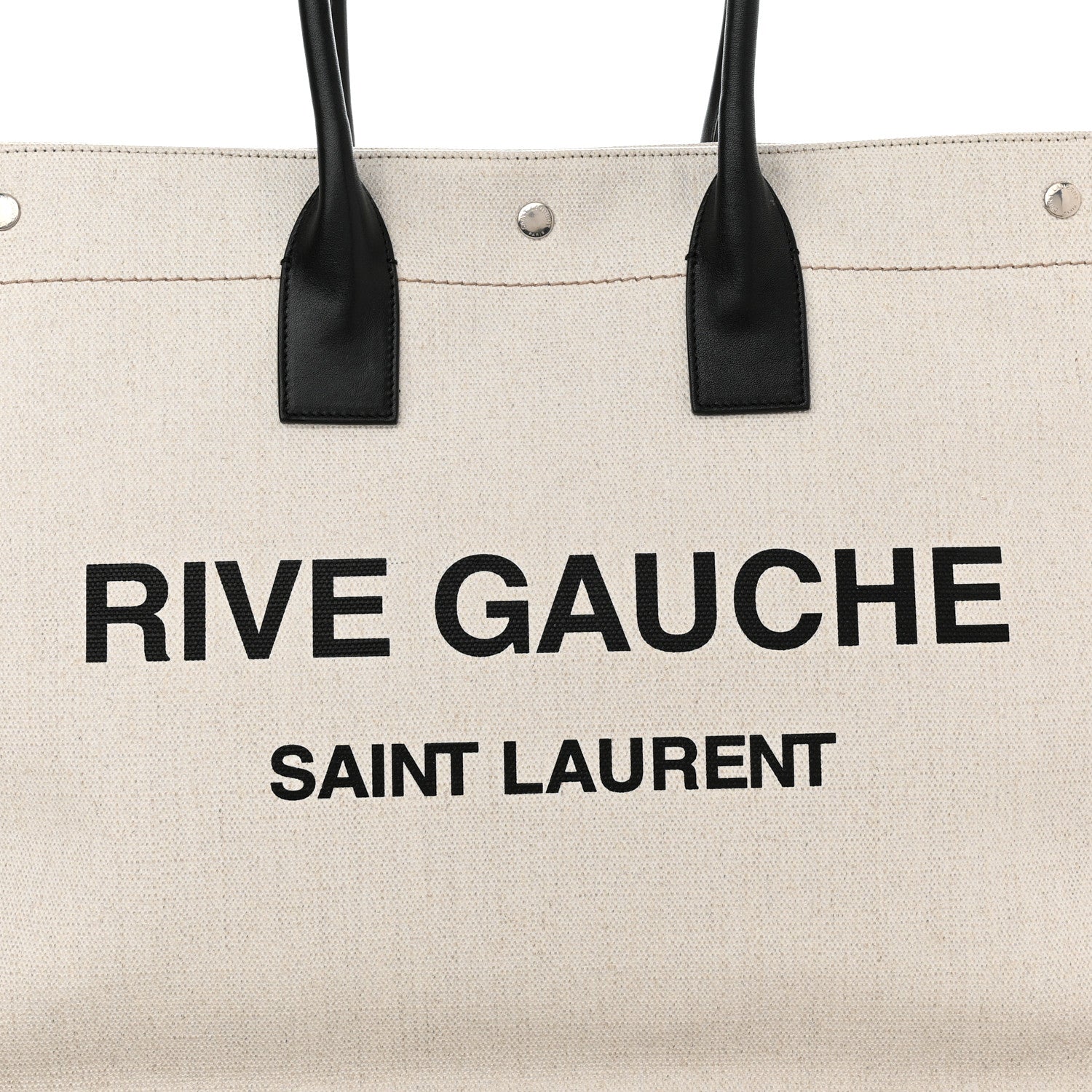 Saint Laurent Linen Calfskin Rive Gauche Tote Optic White 7 of 9
