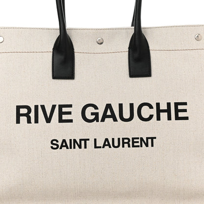 Saint Laurent Linen Calfskin Rive Gauche Tote Optic White 7 of 9