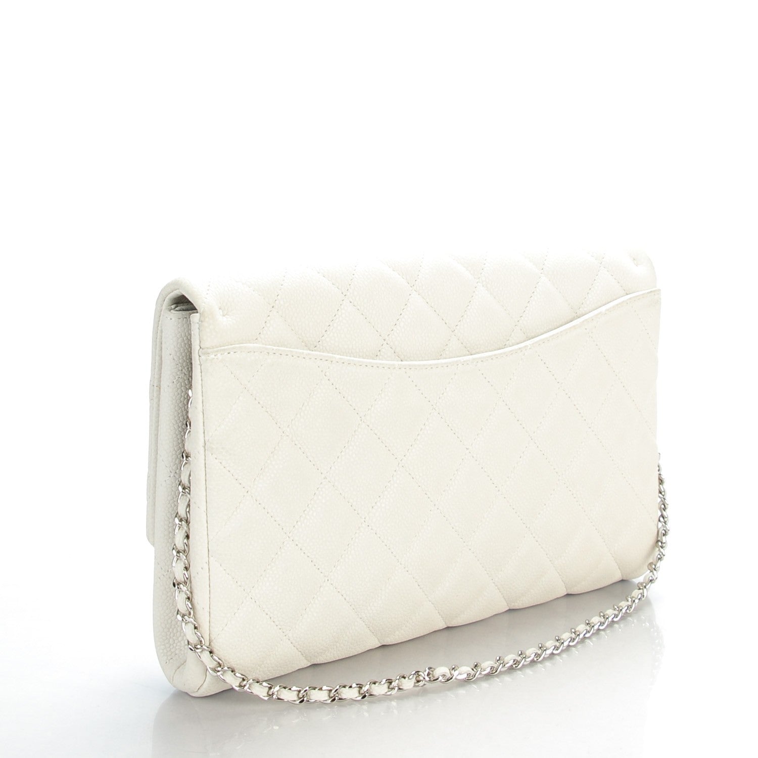 Chanel Iridescent Caviar Quilted Clutch With Chain Flap White 3 of 8