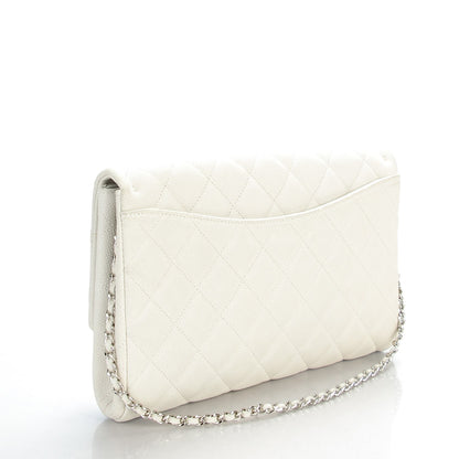 Chanel Iridescent Caviar Quilted Clutch With Chain Flap White 3 of 8
