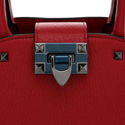 Valentino Garavani Grainy Calfskin Small Rockstud Double Top Handle Bag Rosso Valentino 7 of 9