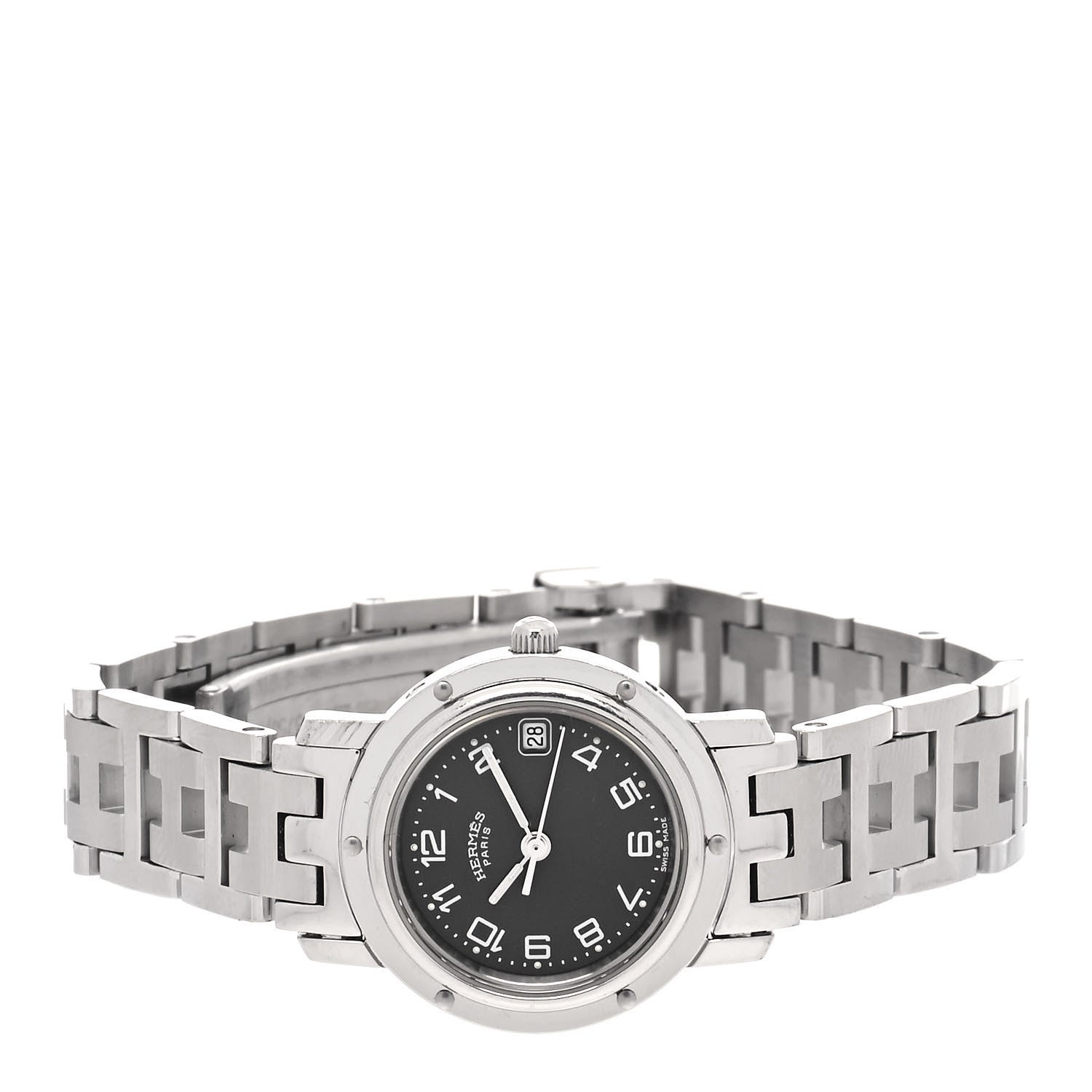 Hermes Stainless Steel 24mm Clipper Quartz Watch Black 2 of 4