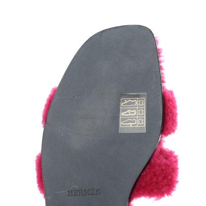 Hermes Woolskin Oran Sandals 38 Rose Fuchsia 9 of 9