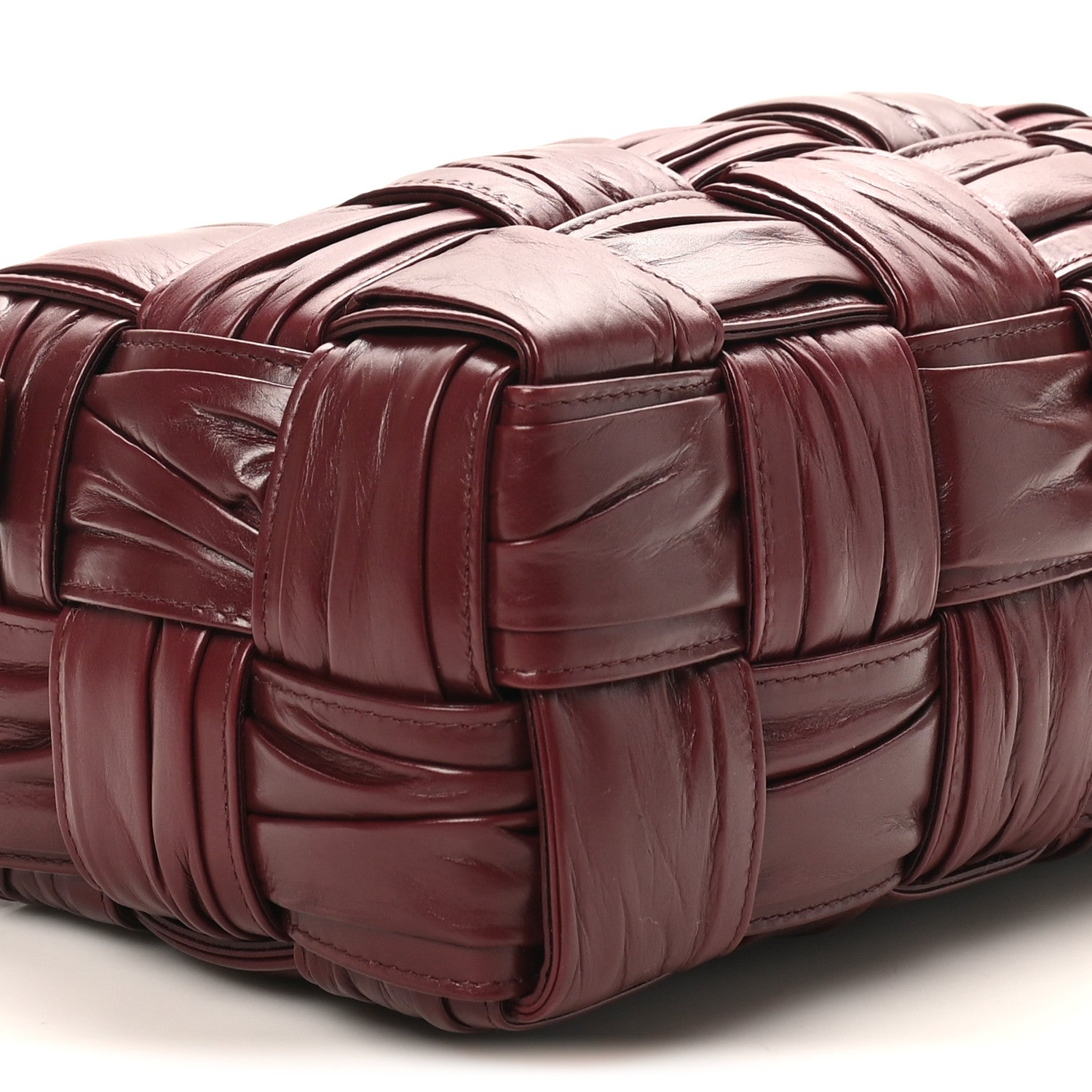 Bottega Veneta Paper Calfskin Intreccio Plisse Cassette Camera Bag Barolo 8 of 9