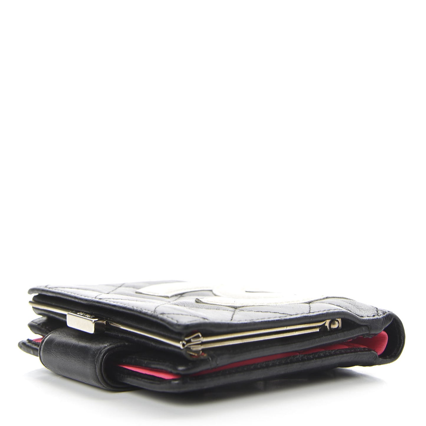 Calfskin Quilted Cambon Bi-Fold Wallet Black White