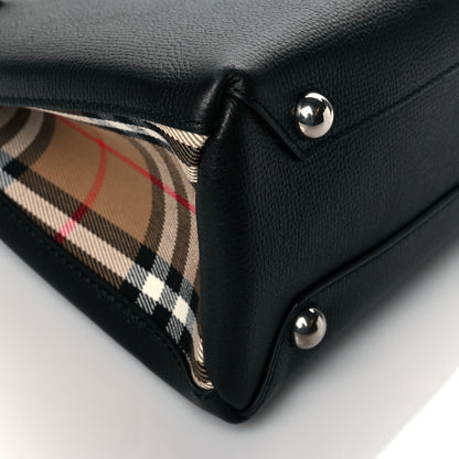 Burberry Grainy Calfskin House Check Small Banner Tote Black 9 of 10