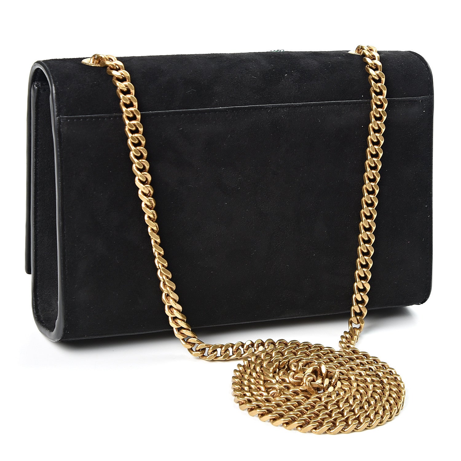 Saint Laurent Suede Embroidered Patches Small Monogram Kate Satchel Black 2 of 9