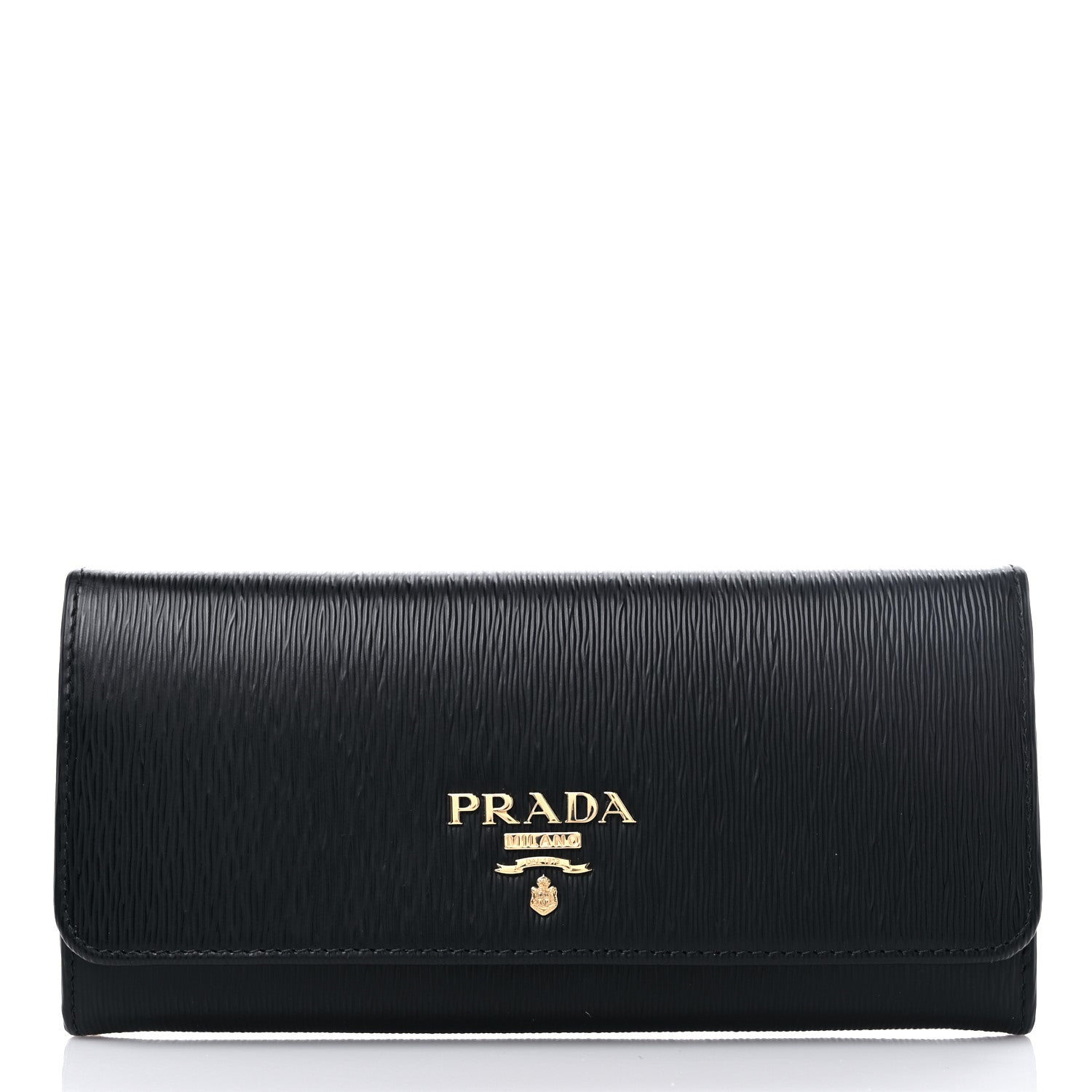 Prada Vitello Move Bi-Color Continental Flap Travel Wallet Black Lacca 2 of 10