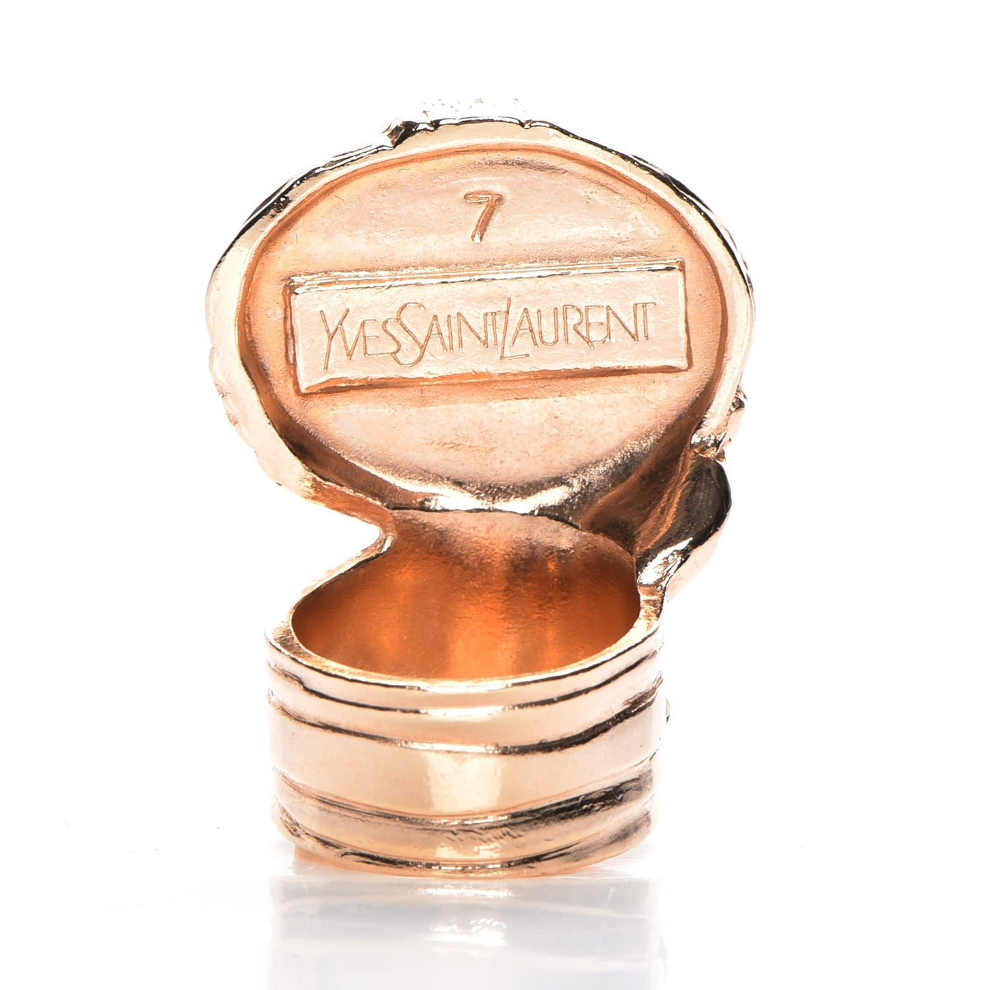 Glass Cabochon Arty Ovale Ring 7 Rose Gold Lapis
