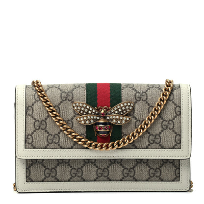 Gucci GG Supreme Monogram Web Queen Margaret Chain Wallet White 1 of 4