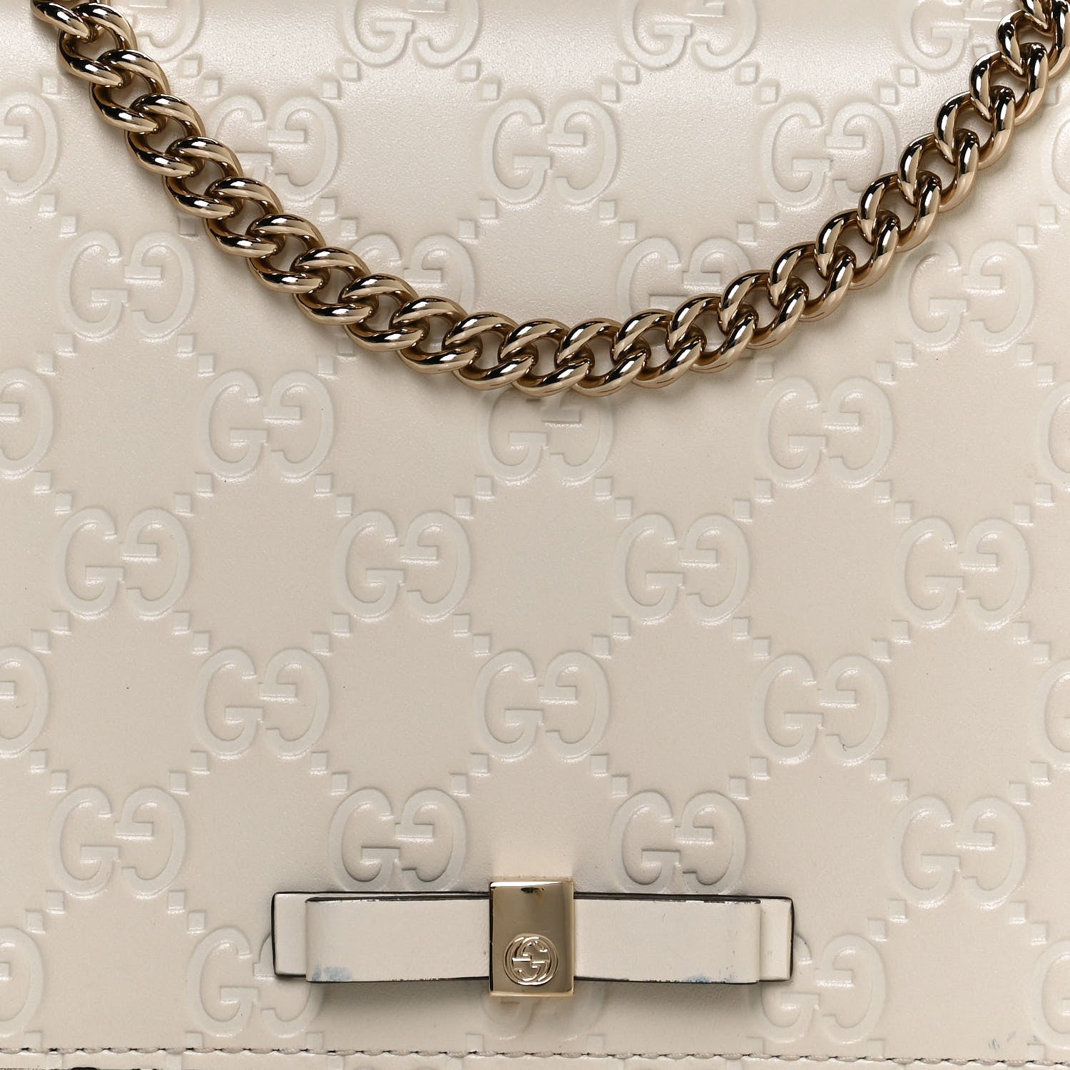 Gucci Guccissima Signature Bowy Chain Wallet Mystic White 6 of 10