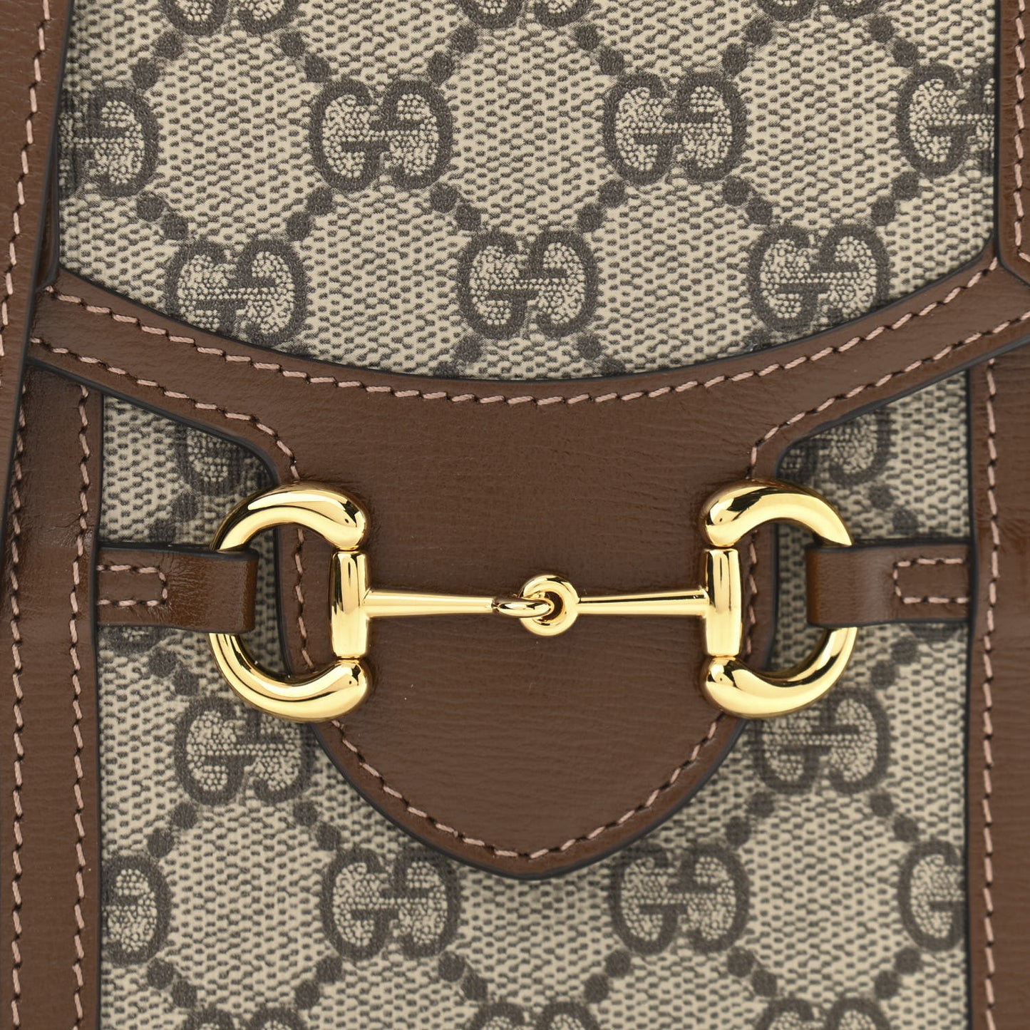 GG Supreme Monogram Mini Horsebit 1955 Crossbody Bag Beige Brown Sugar