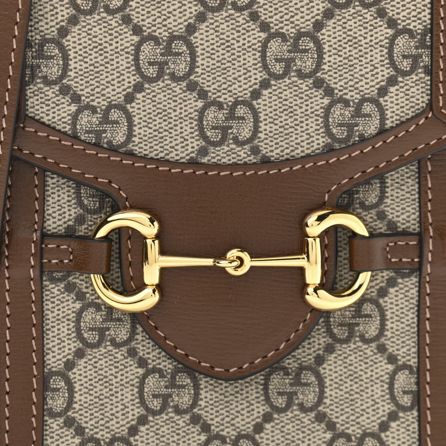 Gucci GG Supreme Monogram Mini Horsebit 1955 Crossbody Bag Beige Brown Sugar 8 of 10