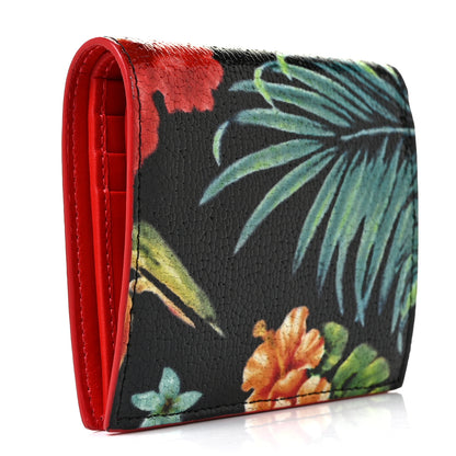 Christian Louboutin Crackled Calfskin Hawaii Print Paros Spikes Wallet Black Gunmetal 3 of 9
