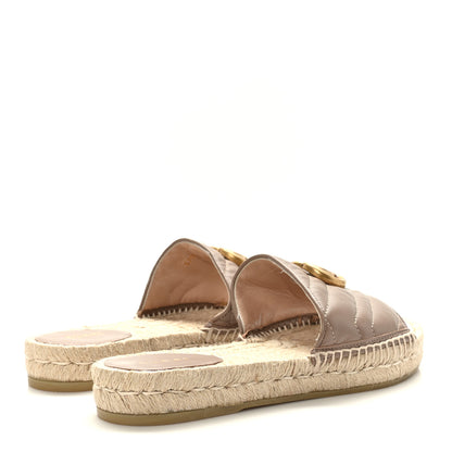 Gucci Nappa Matelasse GG Marmont Espadrille Slide Sandals 37.5 Porcelain Rose 4 of 8