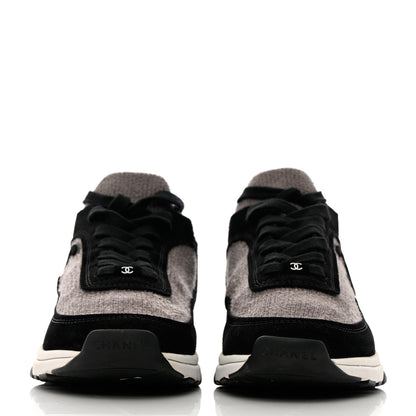 Chanel Fabric Suede Calfskin CC Sneakers 40 Grey Black 2 of 12