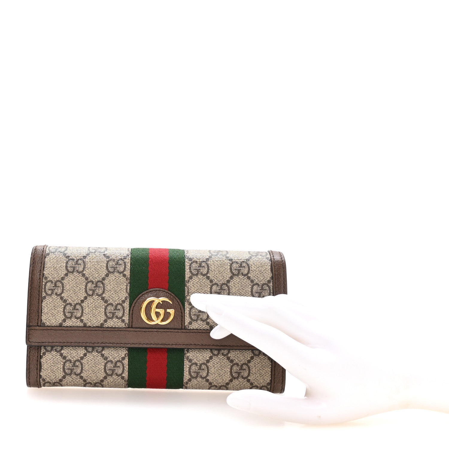 Gucci GG Supreme Monogram Web Ophidia Continental Wallet Brown 2 of 8