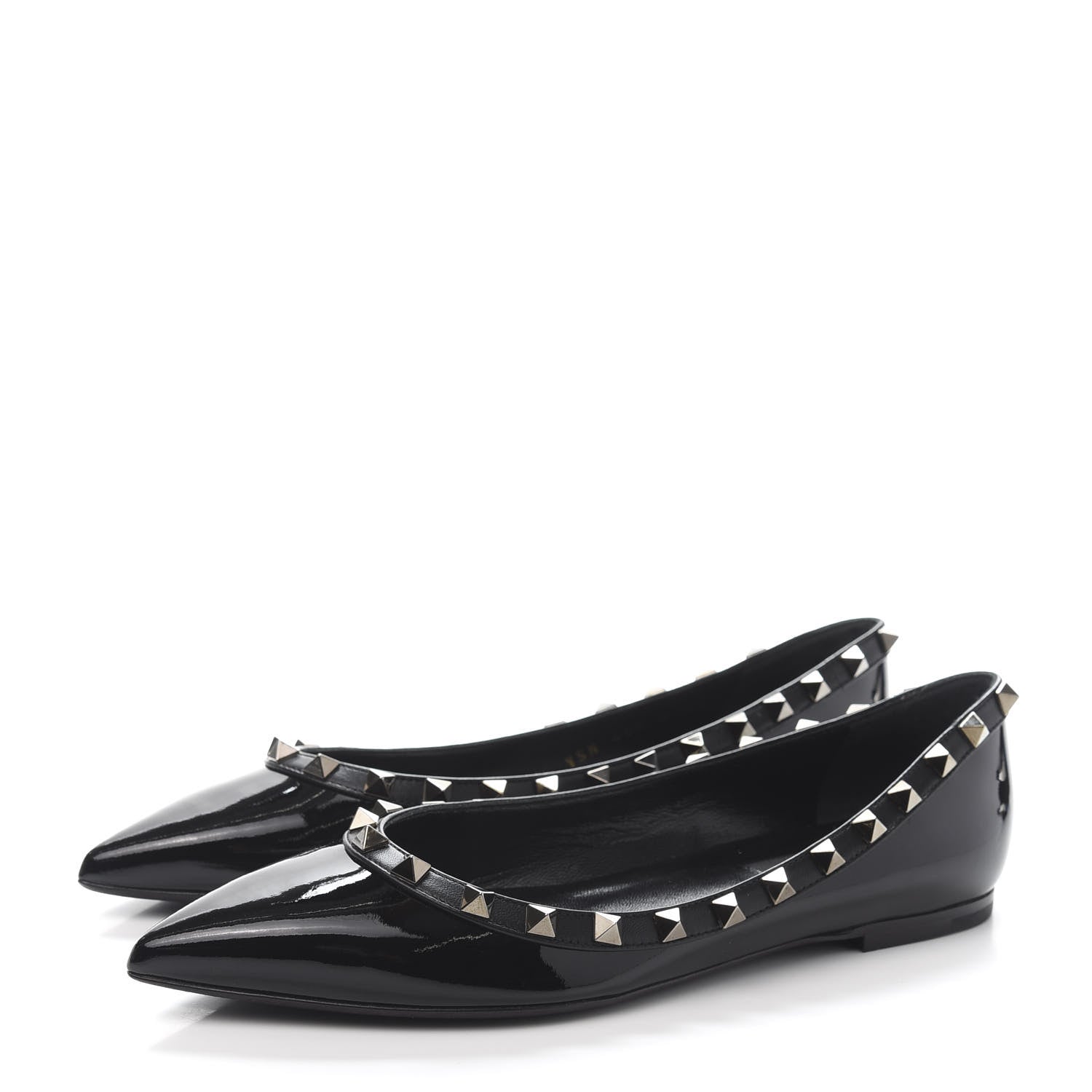 Valentino Garavani Patent Rockstud Ballerina Flats 37 Black 3 of 9