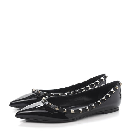 Valentino Garavani Patent Rockstud Ballerina Flats 37 Black 3 of 9