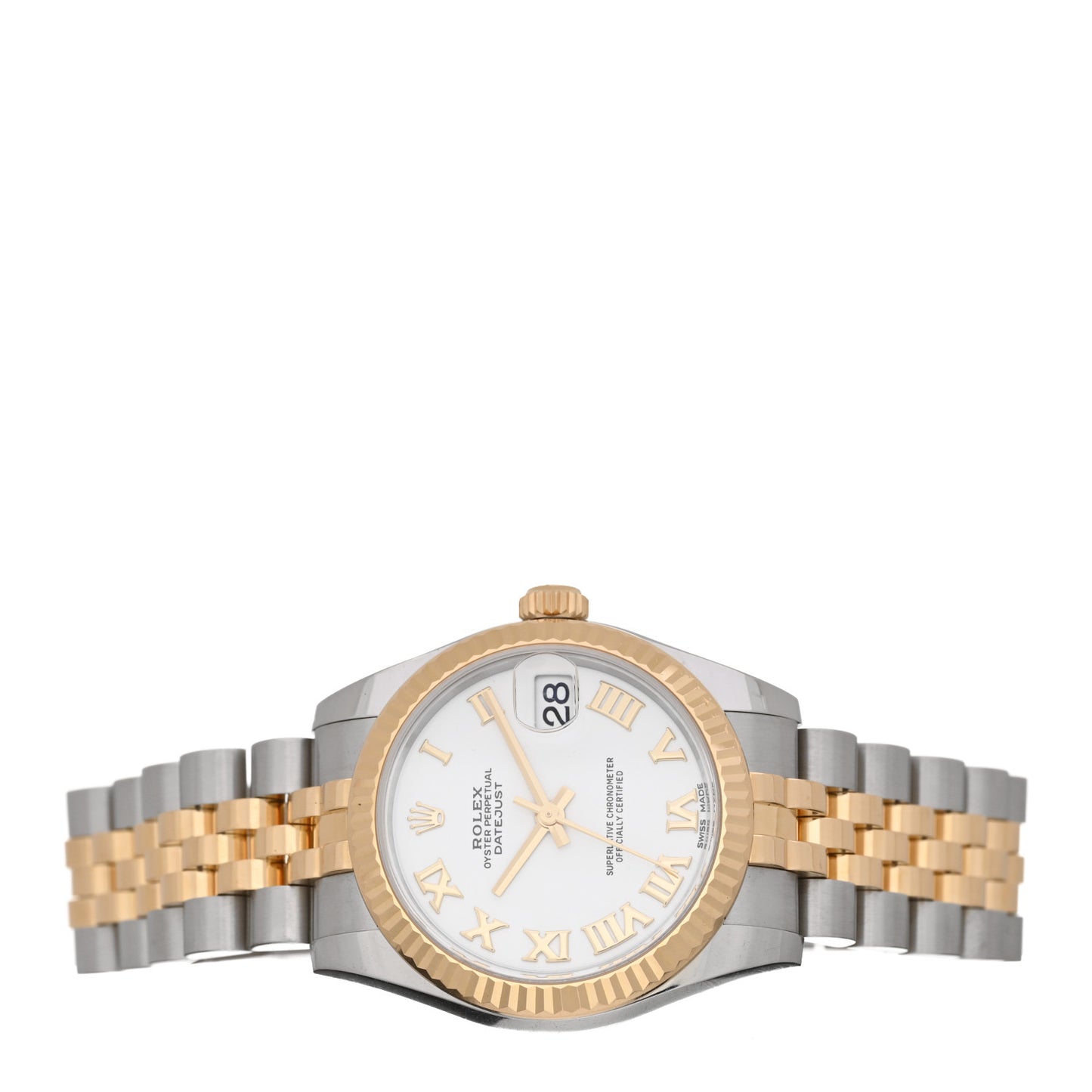Stainless Steel 18K Yellow Gold 31mm Oyster Perpetual Datejust Watch White Roman 178273