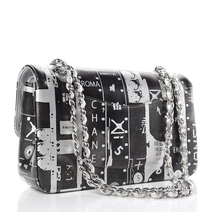 Chanel Lambskin Hand Painted Medium Double Flap Black Silver 3 of 11