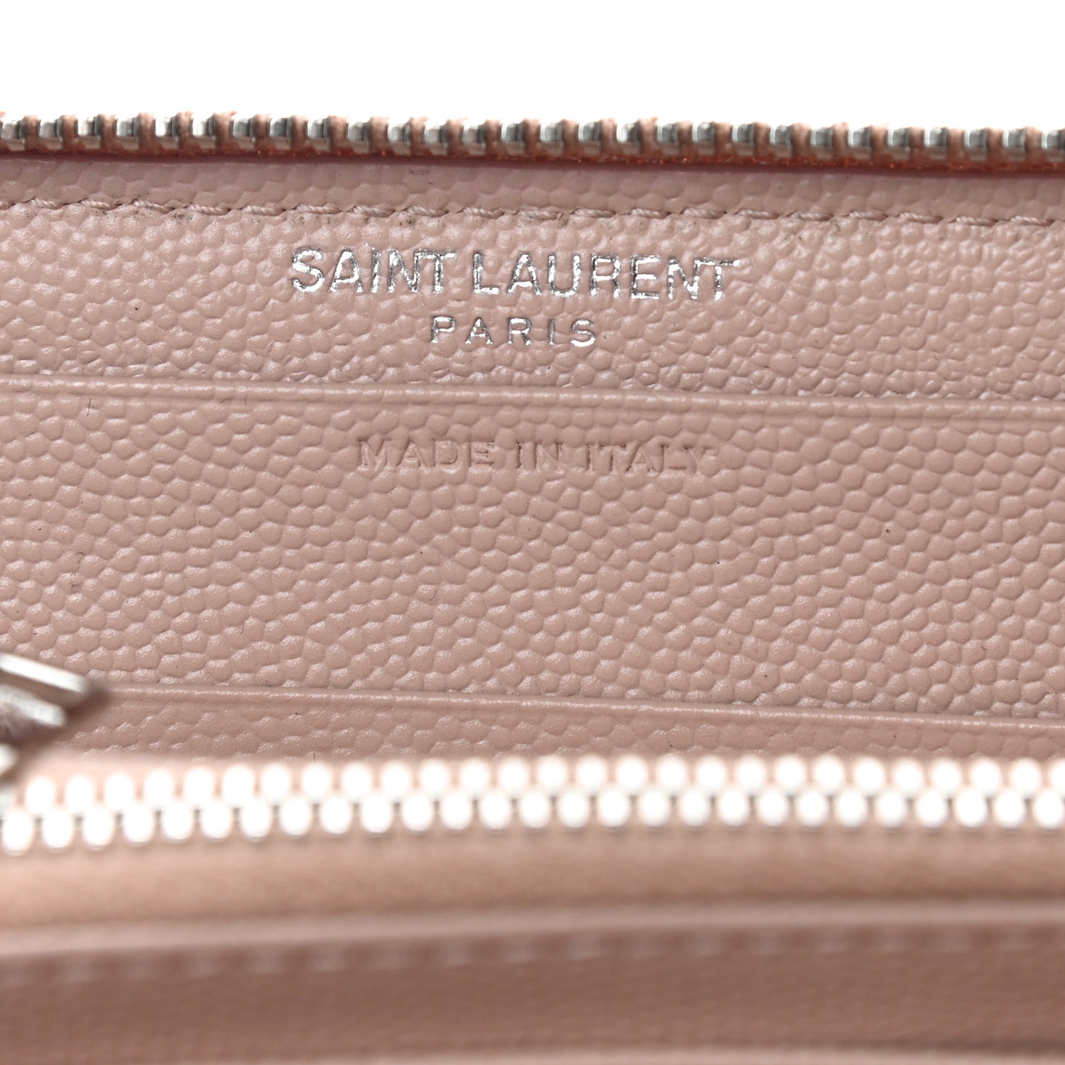 Saint Laurent Grain De Poudre Matelasse Chevron Monogram Zip Around Wallet Pink 6 of 7