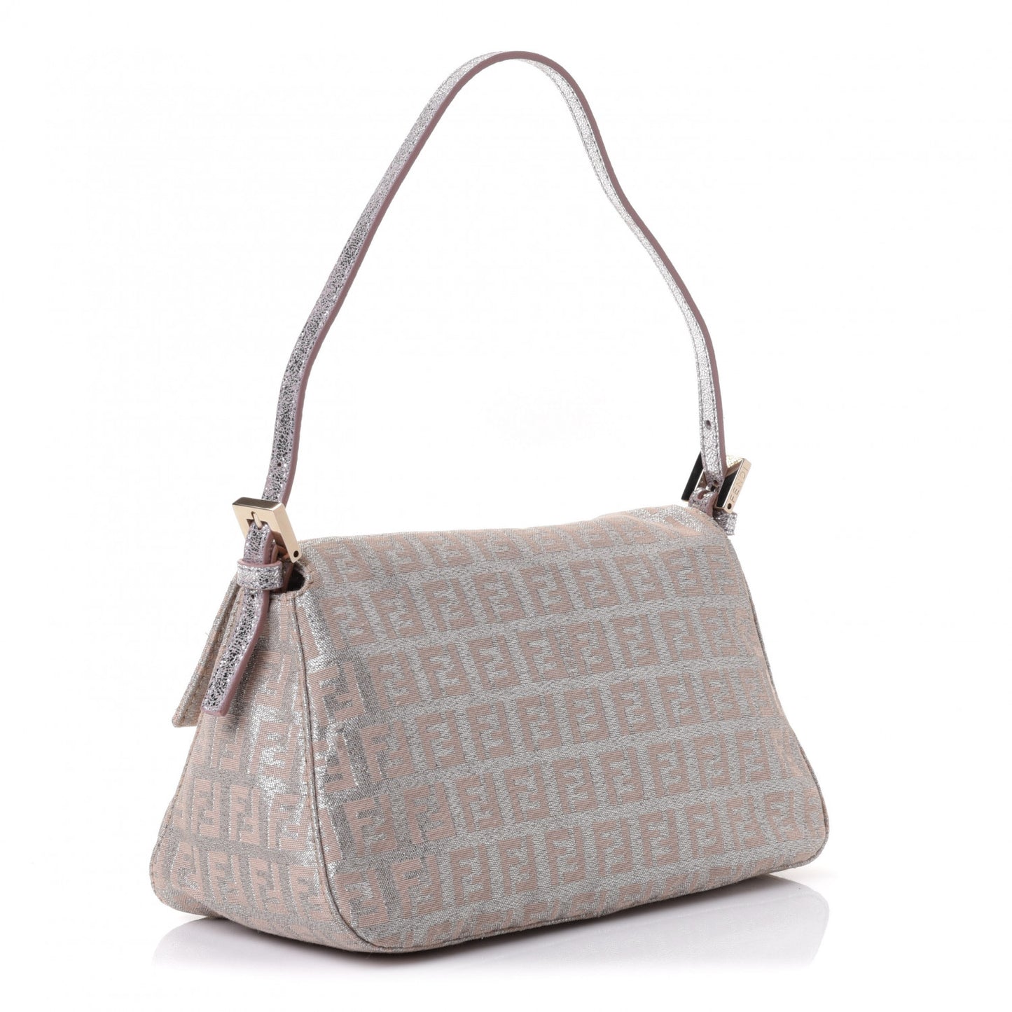 Metallic Jacquard Zucchino Suede Mini Mama Baguette Cipria Argento Grigio