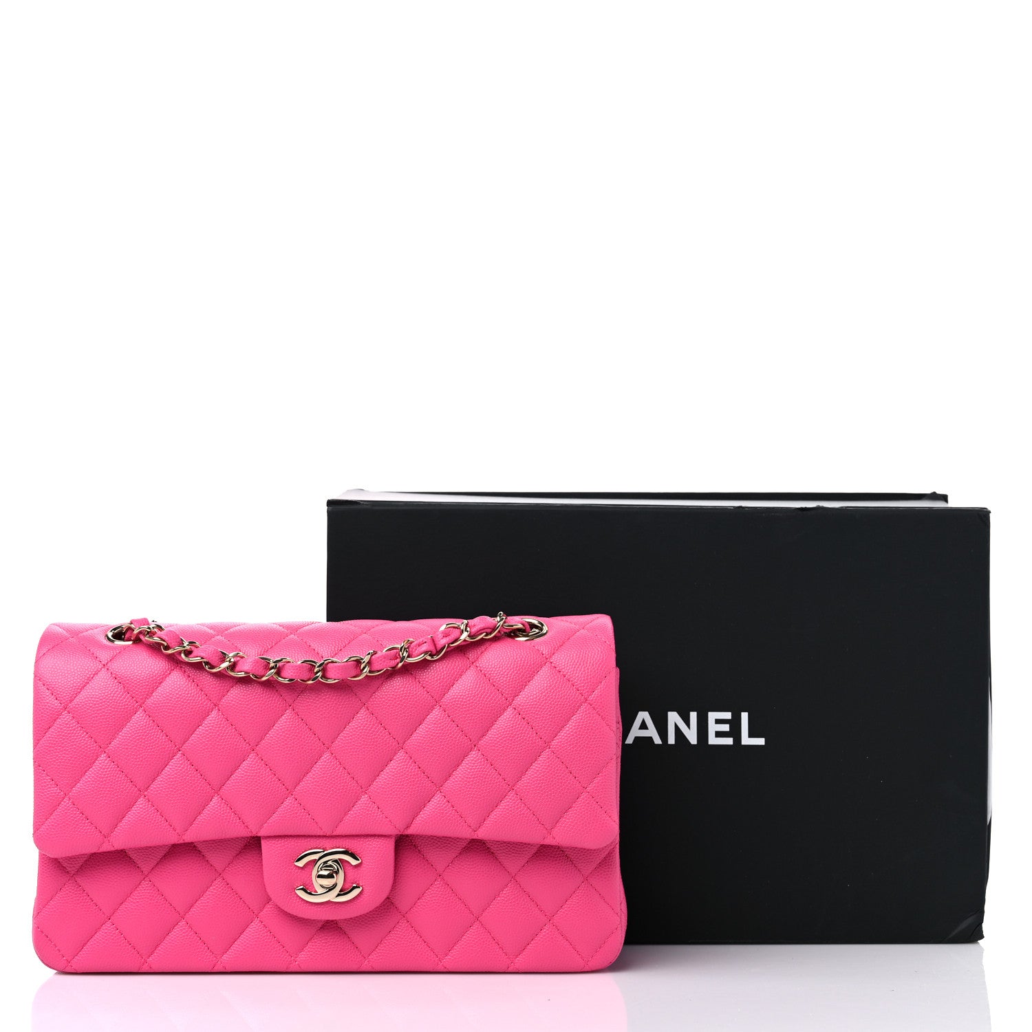 Chanel Caviar Quilted Medium Double Flap Dark Pink 10 of 10