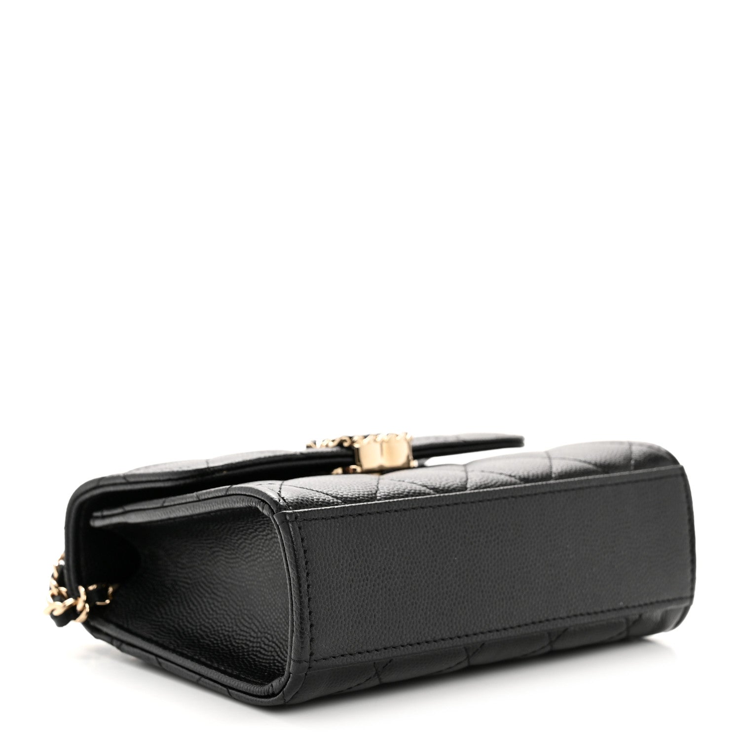 Chanel Caviar Quilted Double Chain Top Handle Flap With Chain Black 4 of 12