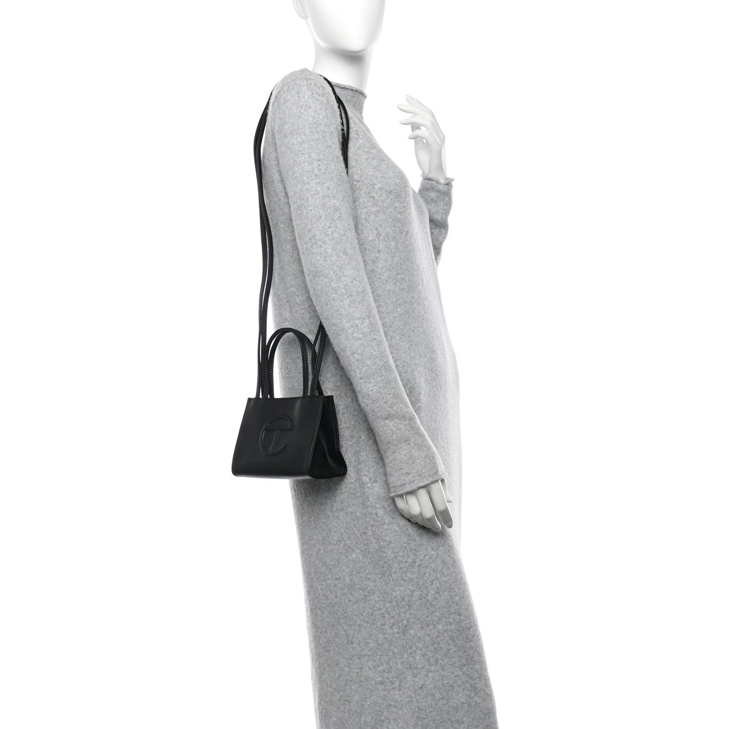Vegan Leather Small Shopping Bag Black