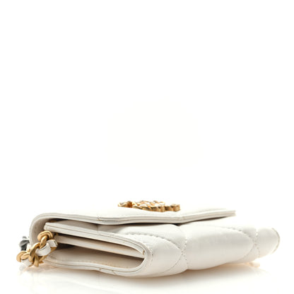 Chanel Lambskin Quilted Chanel 19 Flap Coin Purse With Chain White 4 of 9