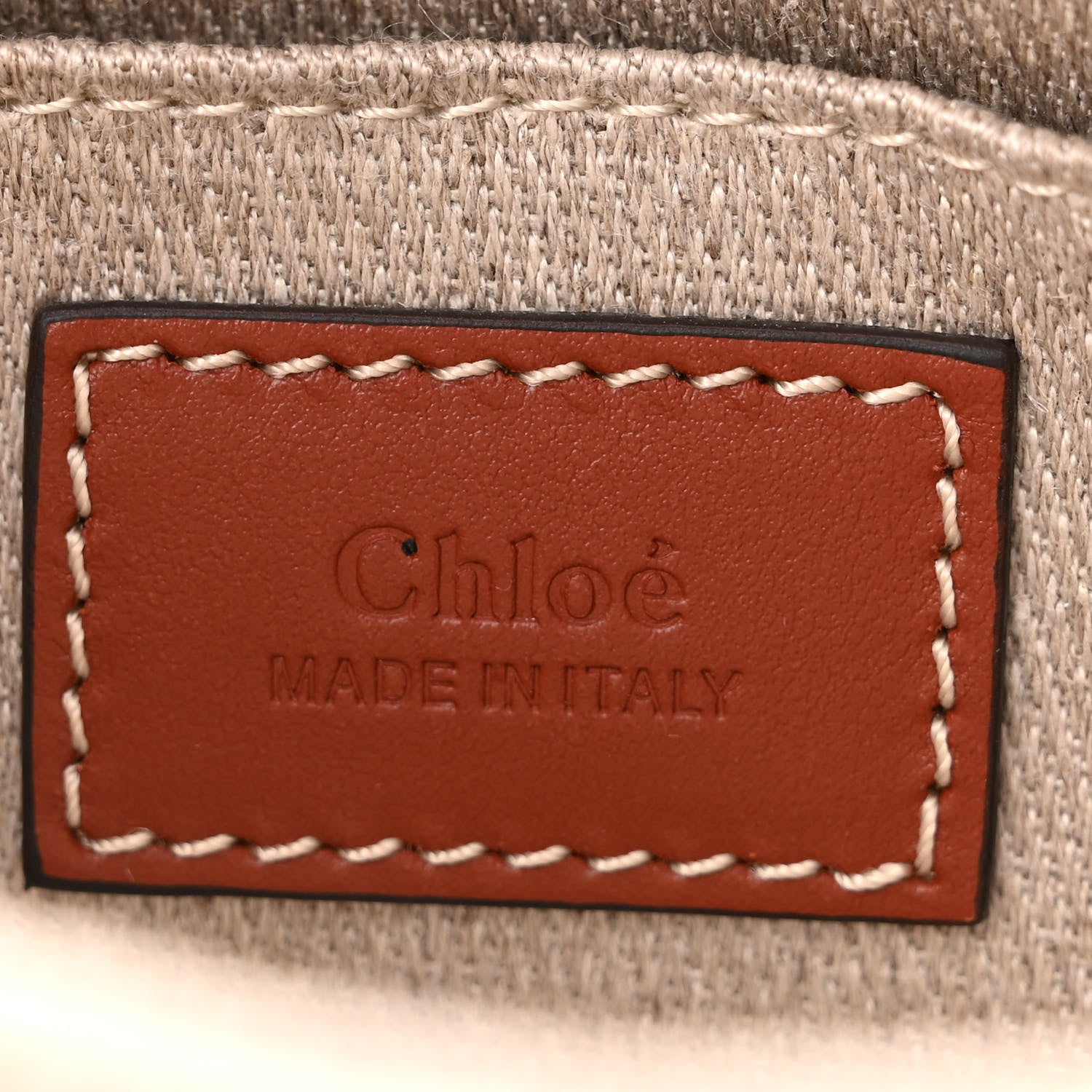 Chloe Cotton Calfskin Mini Woody Ribbon Tote White Brown 6 of 10