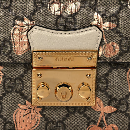 Gucci GG Supreme Monogram Berry Textured Dollar Calfskin Mini Padlock Top Handle Shoulder Bag Beige Ebony Light Copper Mystic White 7 of 16