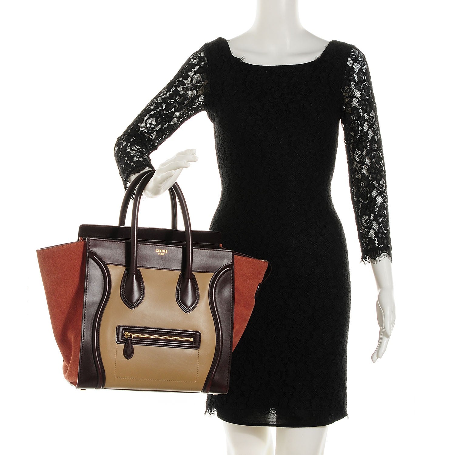 Celine Smooth Calfskin Suede Mini Tri-Color Luggage Beige 2 of 8