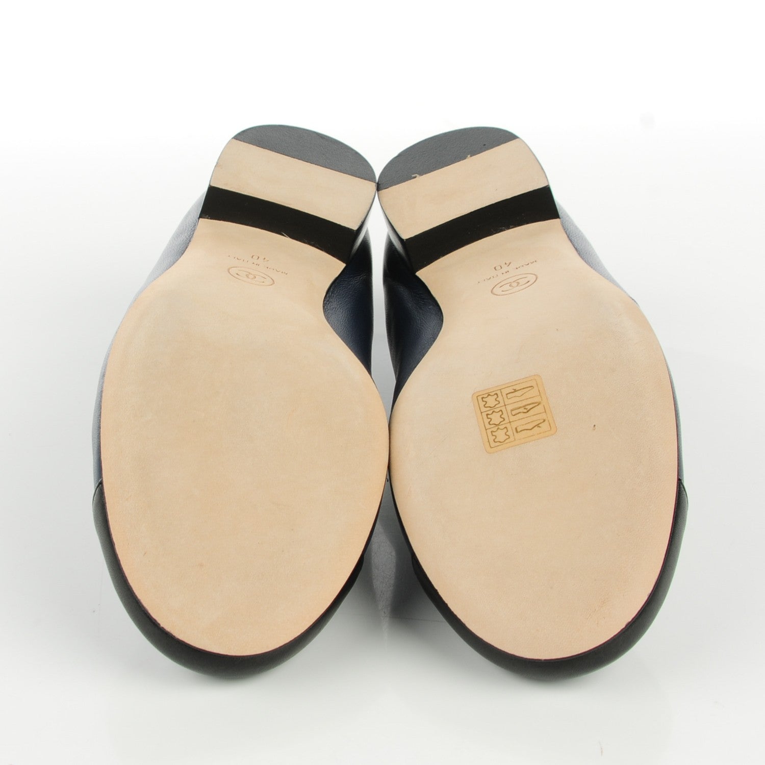 Chanel Lambskin Cap Toe CC Ballerina Flats 40 Navy Black 6 of 9