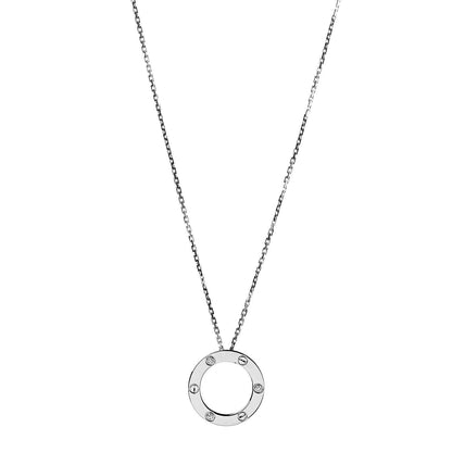Cartier 18K White Gold 3 Diamonds LOVE Pendant Necklace 1 of 5